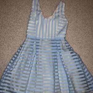Teen Blue/White Striped Fit and Flare Dress Size S
